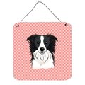 Micasa Checkerboard Pink Border Collie Aluminum Metal Wall Or Door Hanging Prints6 x 6 In. MI888683